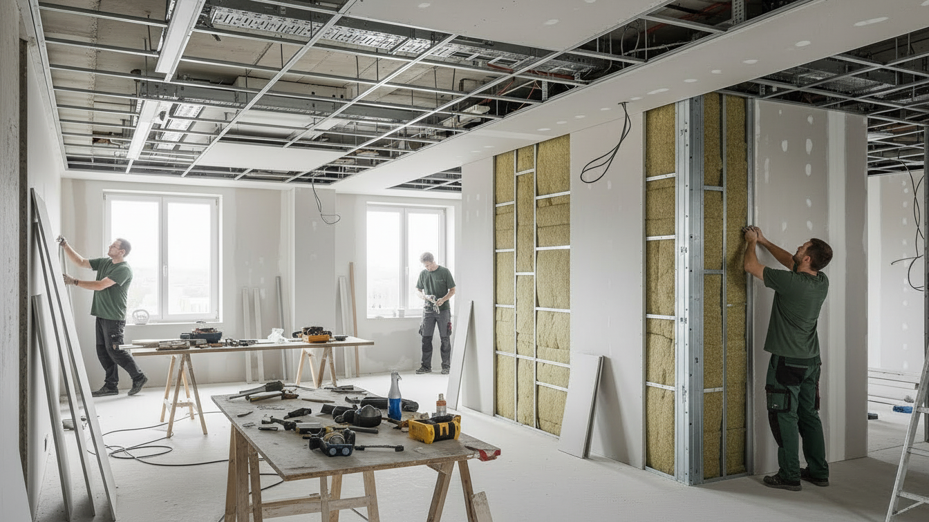 Instalación de pladur técnico y aislamiento